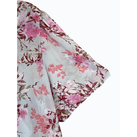 New Roaman's 2 Pcs Tunic Blouse Set Sz 20 Pearl Grey Blooming Rose Button Front - Picture 6 of 14